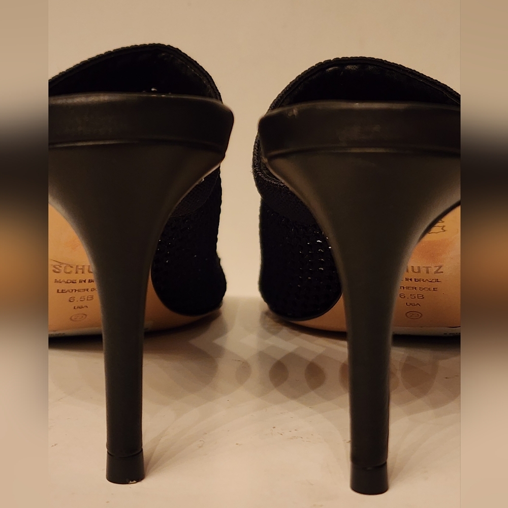 SCHUTZ Sinara Knit Mule Heeled Sandal In Black Size 6.5 - Picture 15 of 15